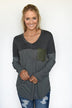 Olive & Black Pocket Top