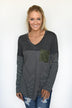 Olive & Black Pocket Top