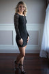 Let the Love Flow Black Lace Off the Shoulder Dress