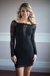 Let the Love Flow Black Lace Off the Shoulder Dress