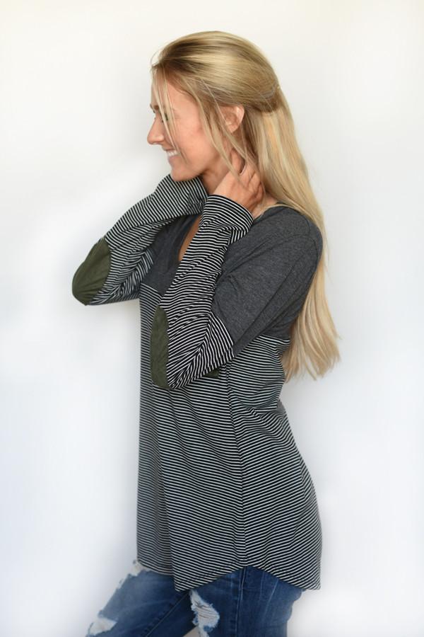 Olive & Black Pocket Top