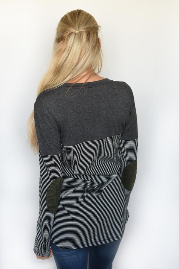 Olive & Black Pocket Top