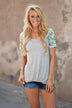 Mint Floral Sleeve Top