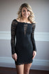 Let the Love Flow Black Lace Off the Shoulder Dress