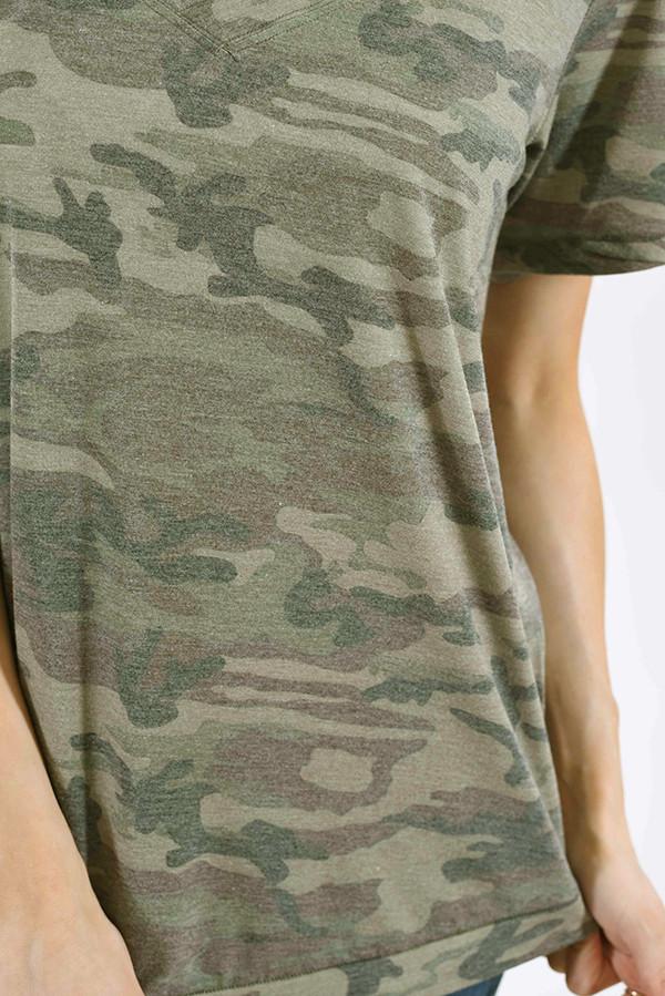 Basic Camo V-Neck Top