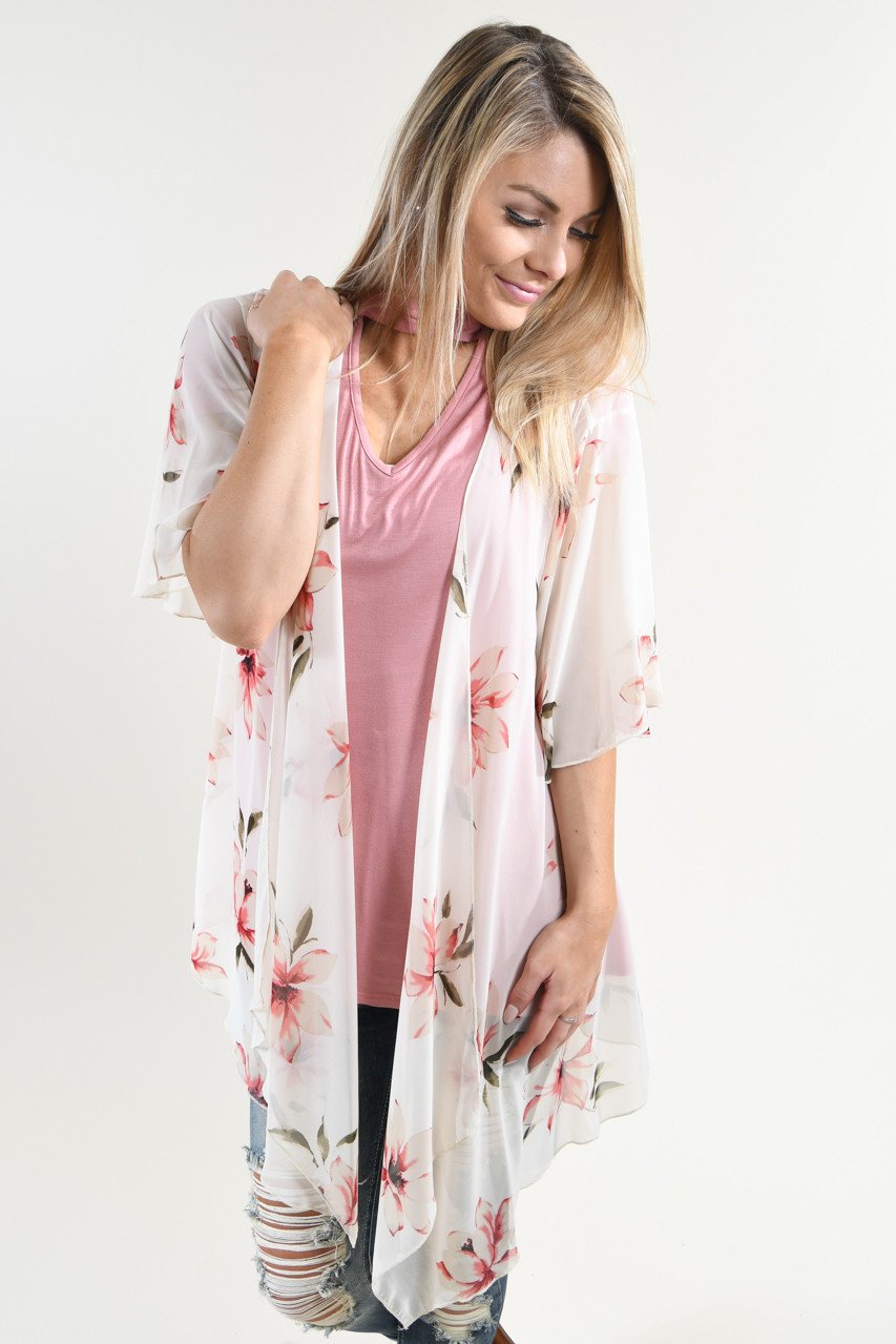 Pink Floral Kimono