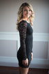 Let the Love Flow Black Lace Off the Shoulder Dress