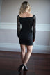 Let the Love Flow Black Lace Off the Shoulder Dress