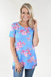 Hawaiian Fun Floral Top - Light Blue