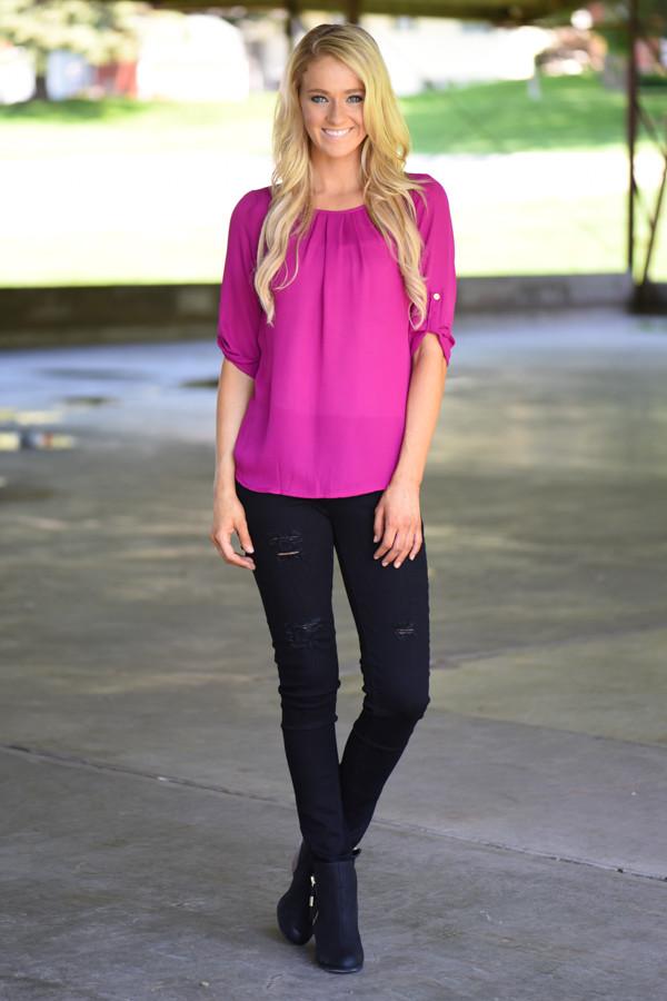 Magenta Sheer Top