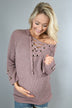 Purple Lace Up Sweater