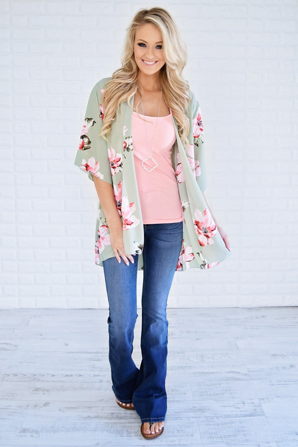 Mint Floral Kimono