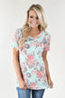 Vintage Wash Floral Top ~ Blue