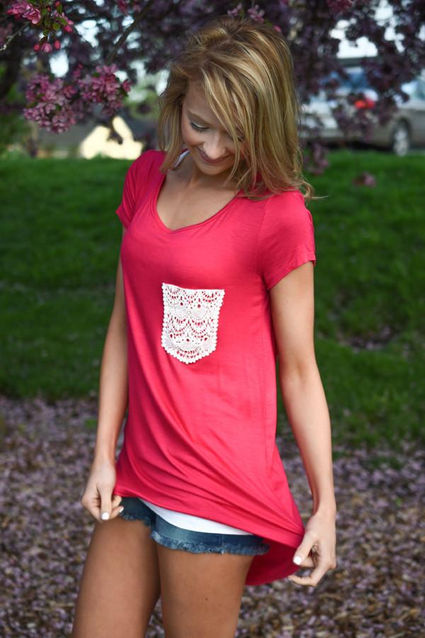 Part of the Plan Pink Pocket Top