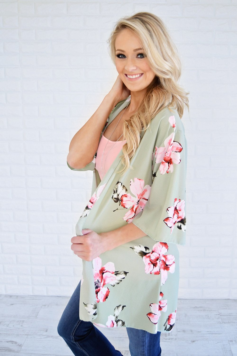 Mint Floral Kimono