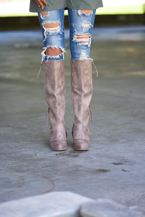 Sassy Classy in Taupe Boots