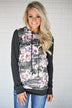 Camo & Floral Hoodie ~ Charcoal