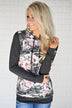 Camo & Floral Hoodie ~ Charcoal