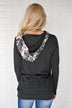 Camo & Floral Hoodie ~ Charcoal