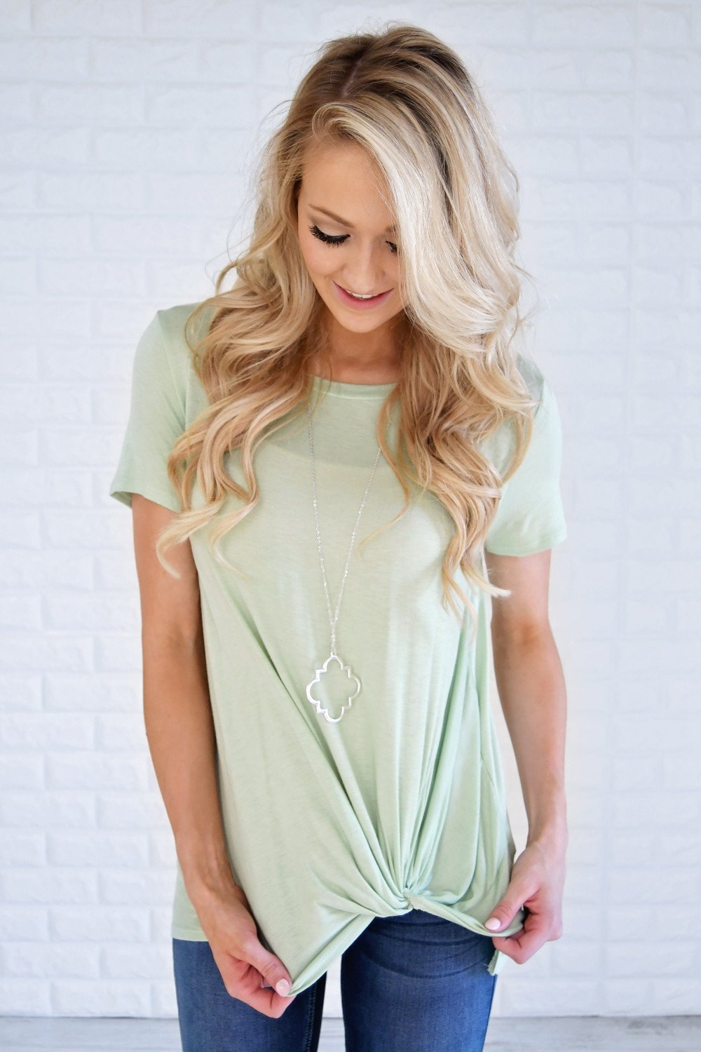 Light Green Knot Top