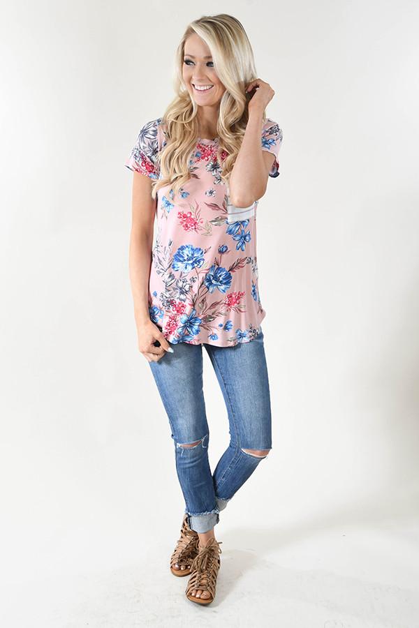 Favorite Pocket Top ~ Pink Floral