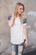 Spend the Day Floral Top Grey