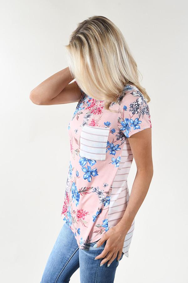Favorite Pocket Top ~ Pink Floral