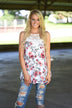 Long Ivory Floral Tank Top