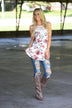 Long Ivory Floral Tank Top