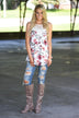 Long Ivory Floral Tank Top