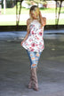 Long Ivory Floral Tank Top