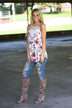 Long Ivory Floral Tank Top