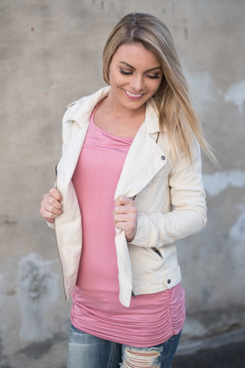 Cream Moto Jacket