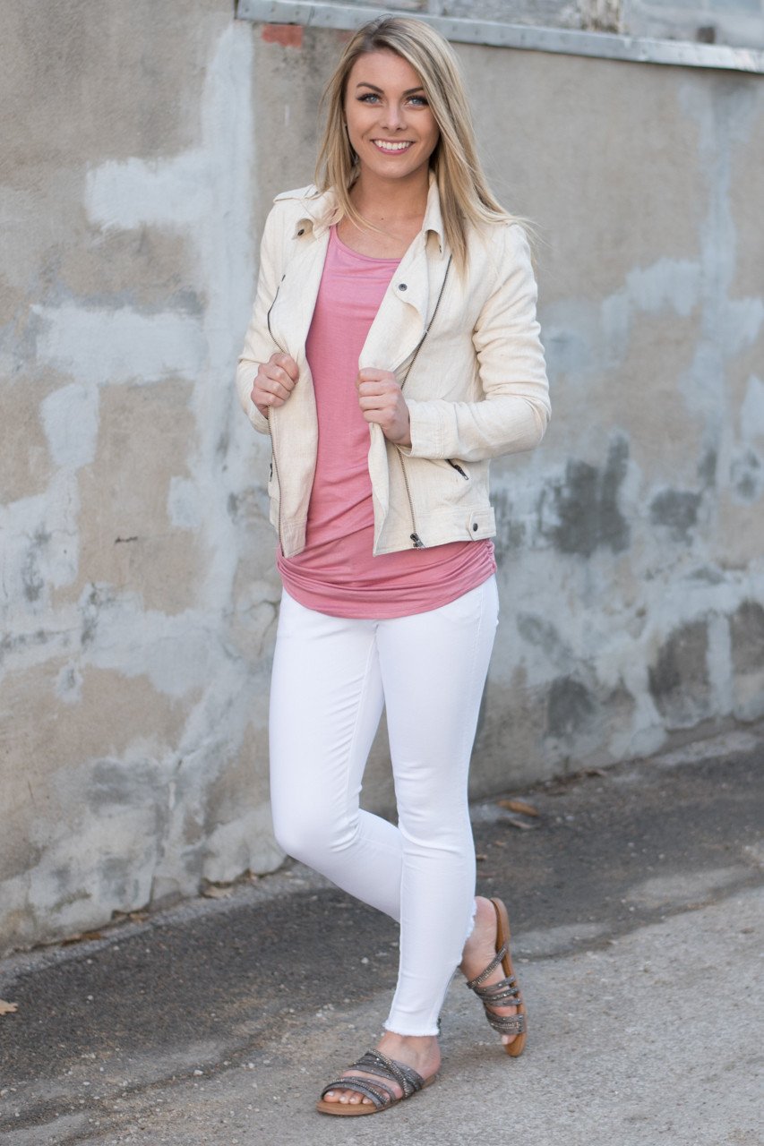 Cream Moto Jacket