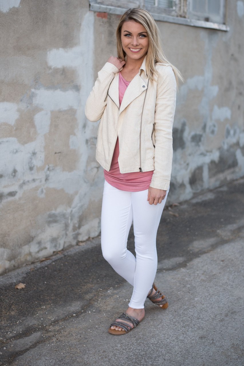 Cream Moto Jacket
