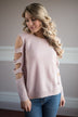 Pink Cut Out Shoulder Top