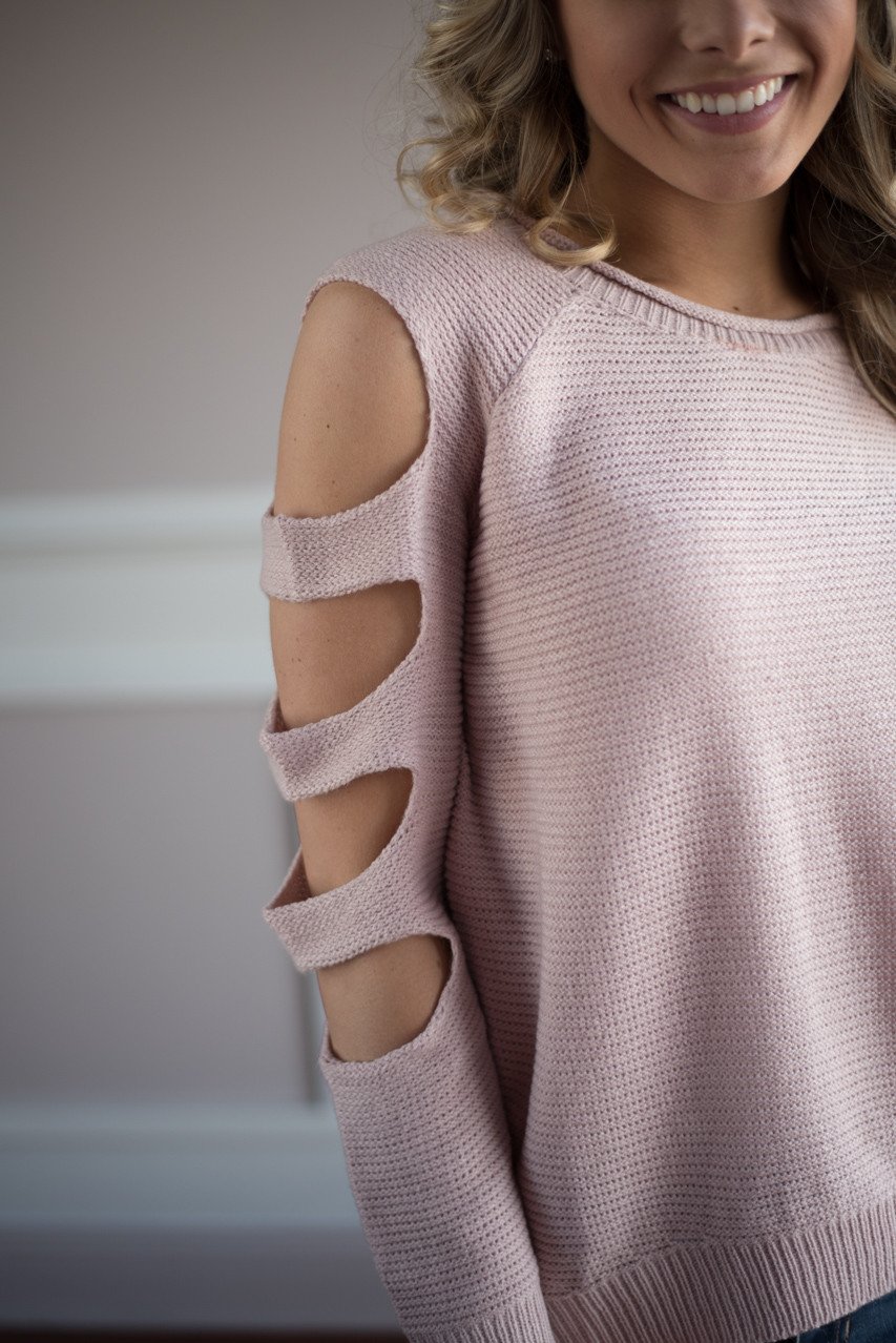 Pink Cut Out Shoulder Top