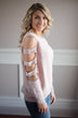 Pink Cut Out Shoulder Top