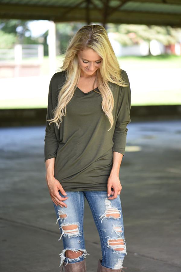 Essential Olive Dolman Top