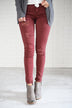 Distressed Burnt Maroon Calypso Pants