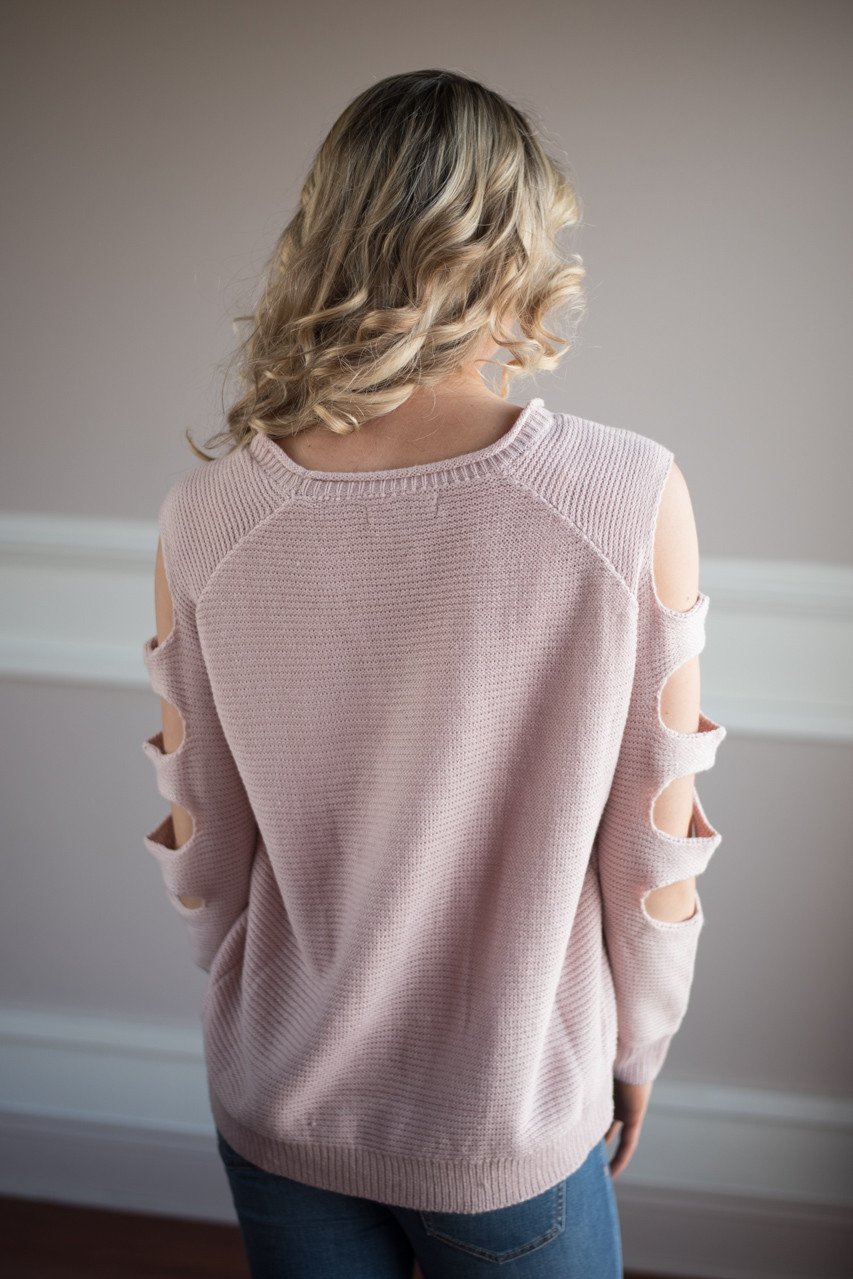 Pink Cut Out Shoulder Top