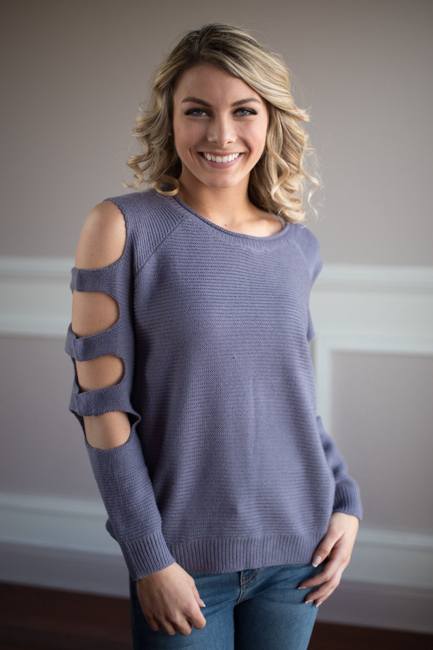 Purple Cut Out Shoulder Top