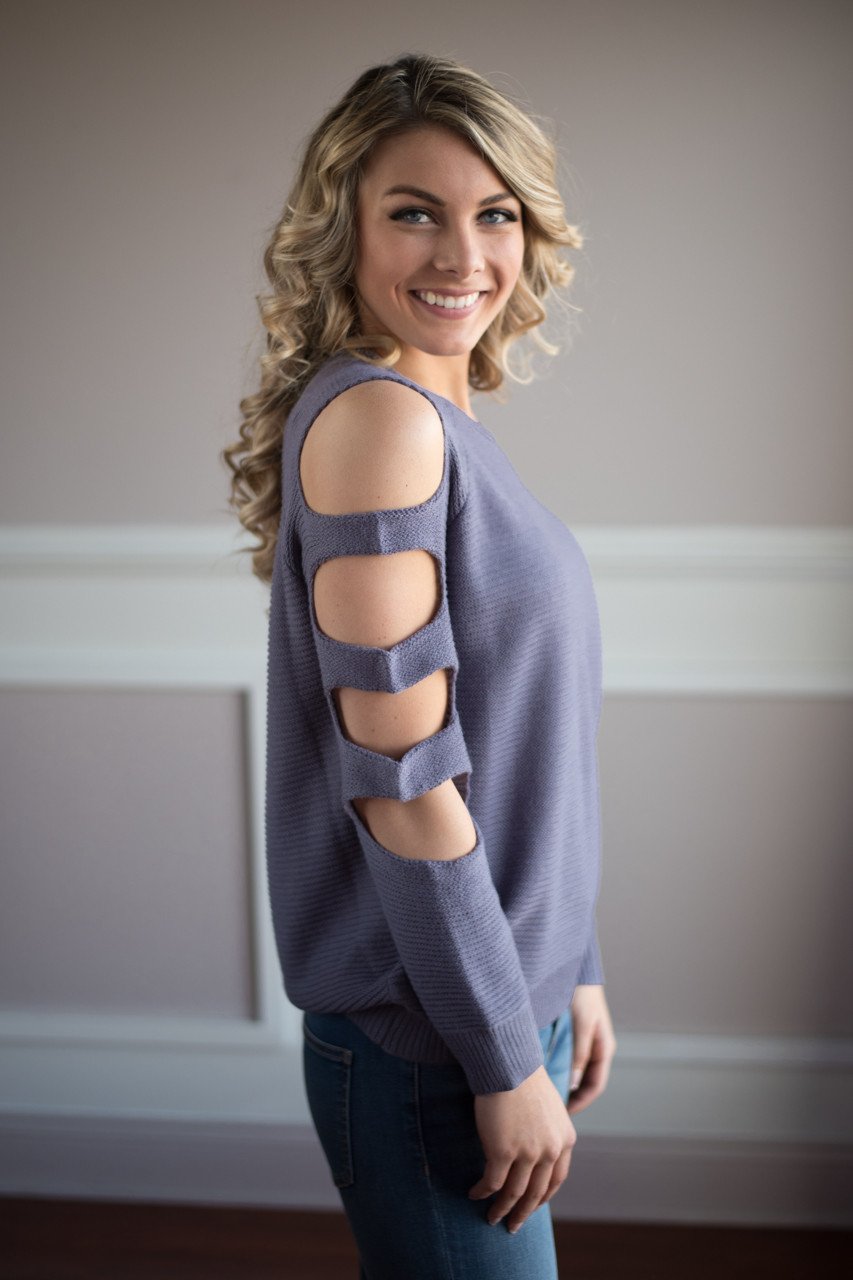 Purple Cut Out Shoulder Top