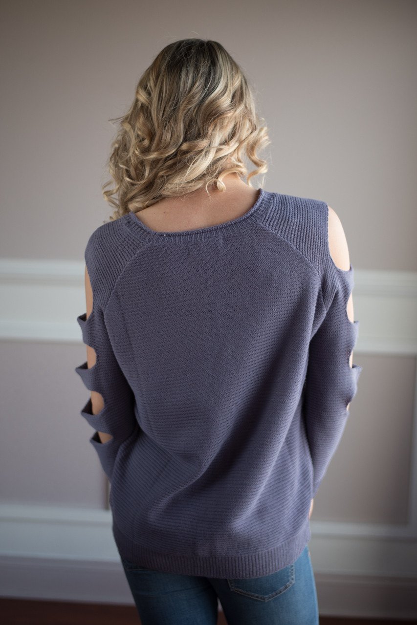 Purple Cut Out Shoulder Top
