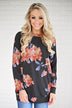 Endless Possibilities Long Sleeve Floral Top ~ Black