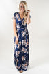 Navy & Coral Floral Maxi Dress