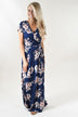 Navy & Coral Floral Maxi Dress