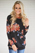 Endless Possibilities Long Sleeve Floral Top ~ Black