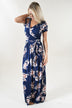 Navy & Coral Floral Maxi Dress