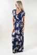 Navy & Coral Floral Maxi Dress